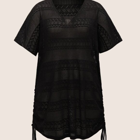 Bloomchic V Neck Cut Out Drawstring Swim Cover Up XL us size 14 - Picture 5 of 5